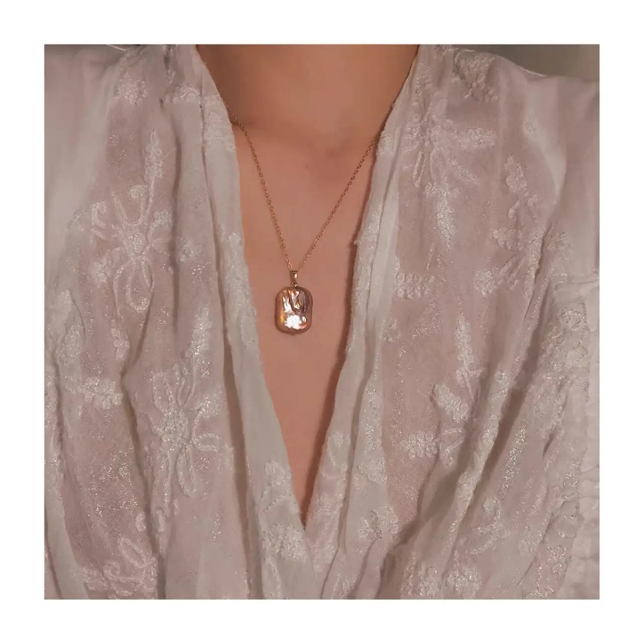Pearl Clavicle Necklace for Women Pink Purple