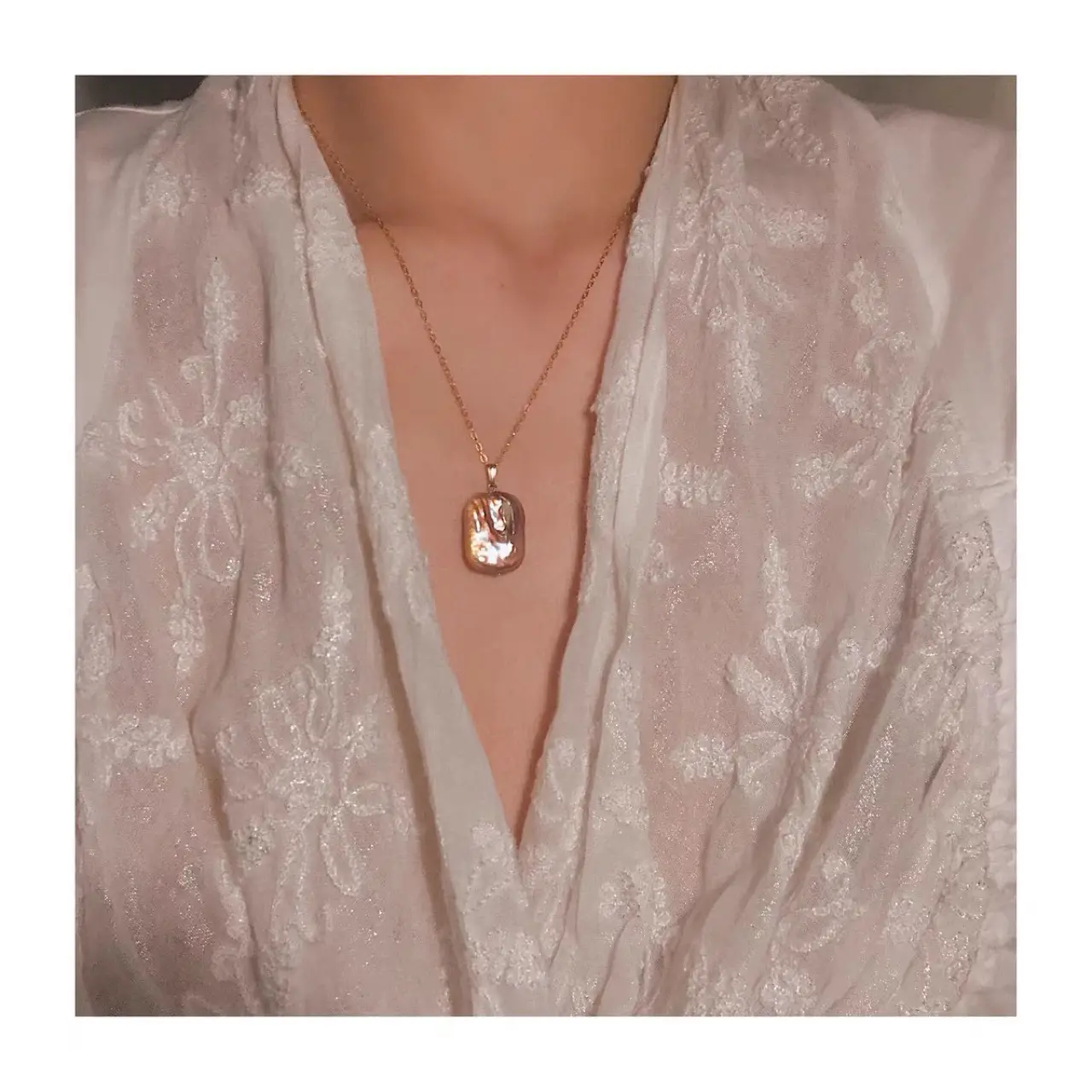 Pearl Clavicle Necklace for Women Pink Purple