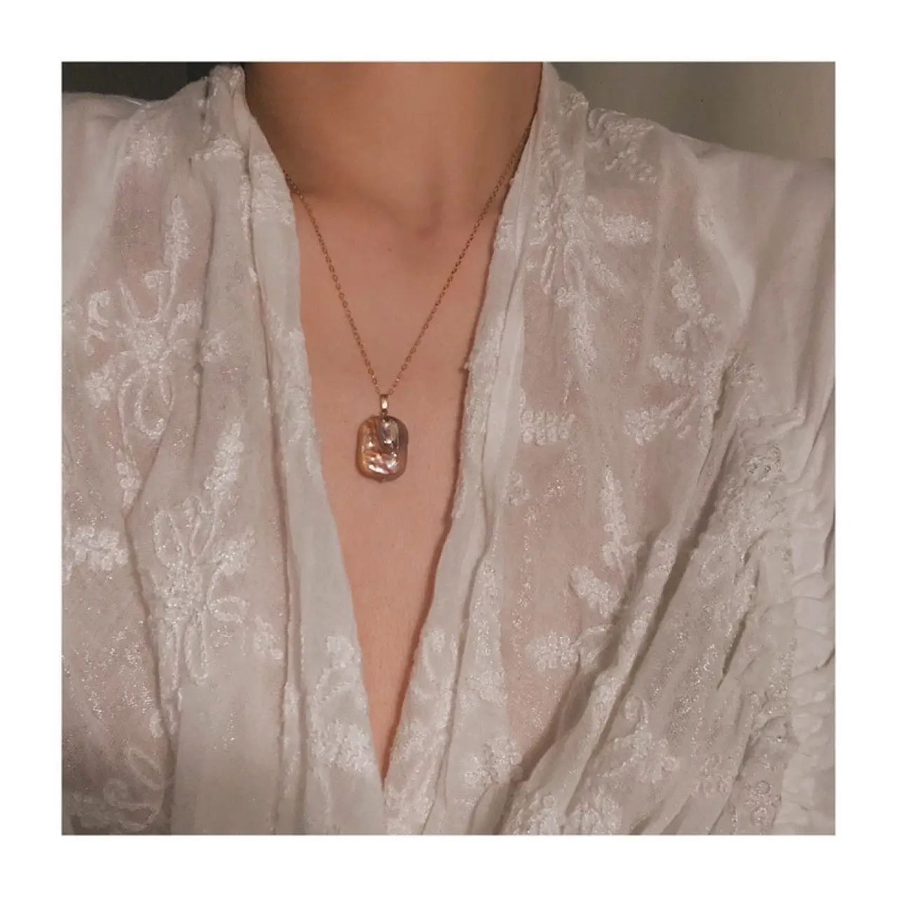 Pearl Clavicle Necklace for Women Pink Purple