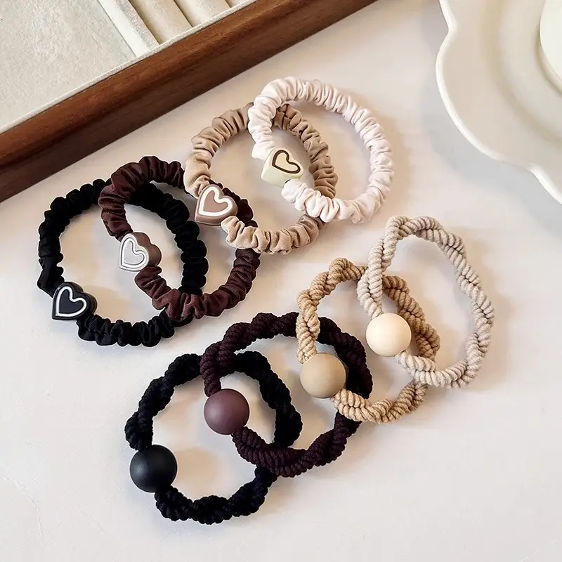 2024 New Style Heart & Pearl Hair Ropes for Girls