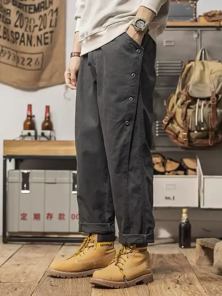 Men Brown Harem Straight Pants Casual Long Pants - Image 4