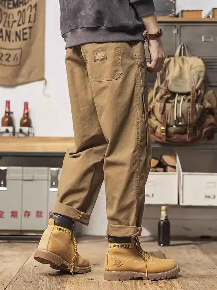 Men Brown Harem Straight Pants Casual Long Pants - Image 6