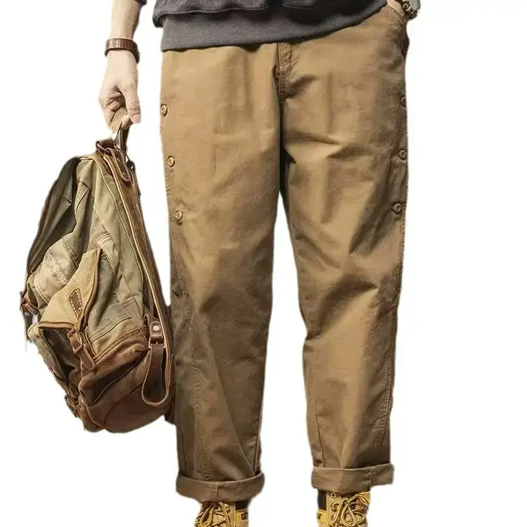 Men Brown Harem Straight Pants Casual Long Pants - Image 8