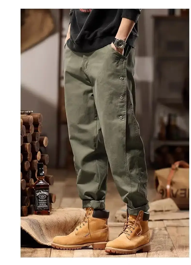 Men Brown Harem Straight Pants Casual Long Pants - Image 3