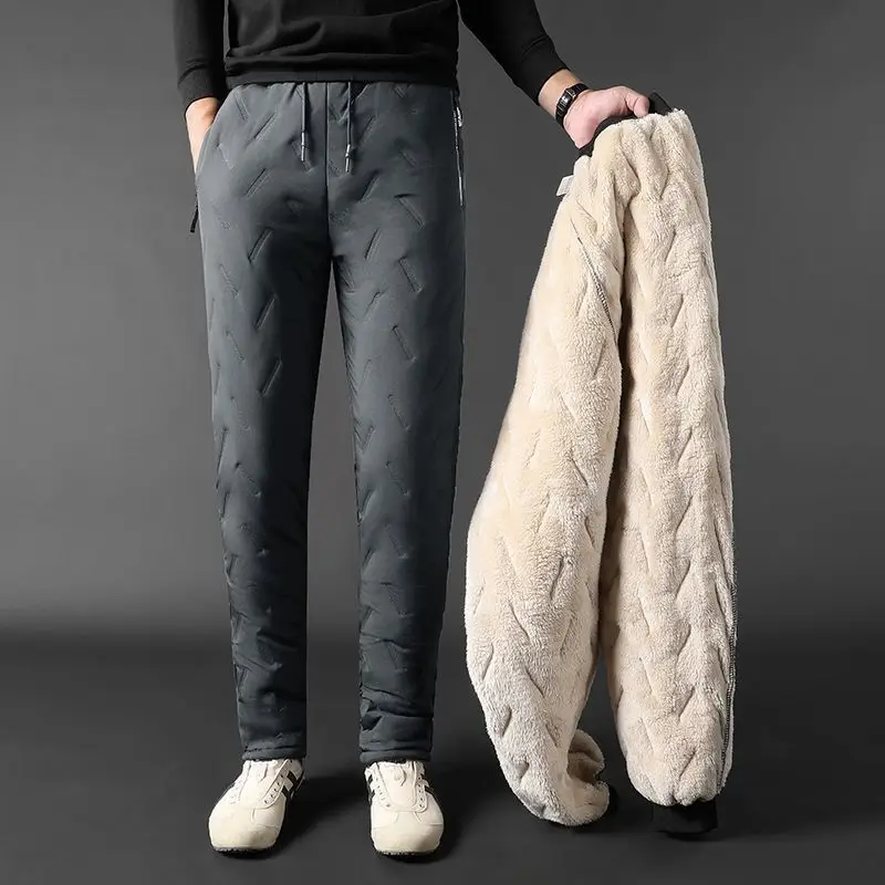 Men Winter Cotton Pants Black Warm Waterproof Large - Image 4