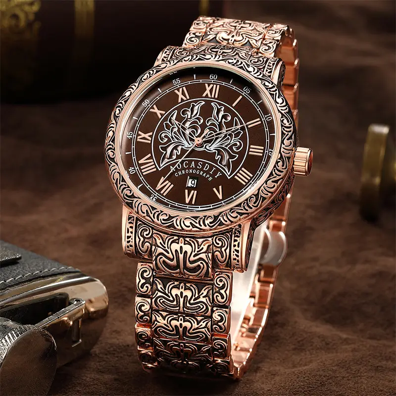 Ancient Roman Carved Gold Watch for Men - Image 7