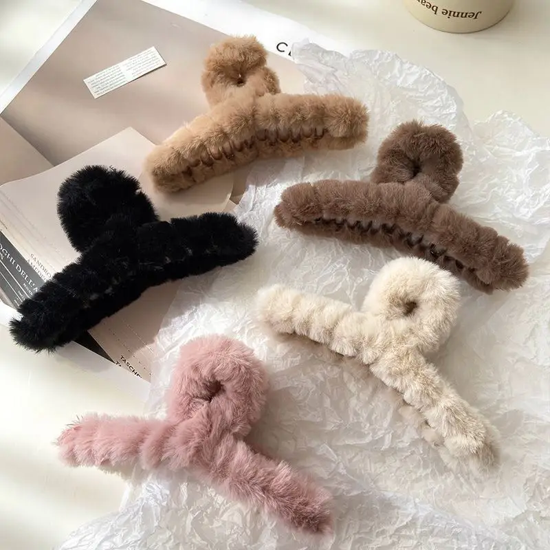 Plush Hairpin Clip for Women Winter Hairpin