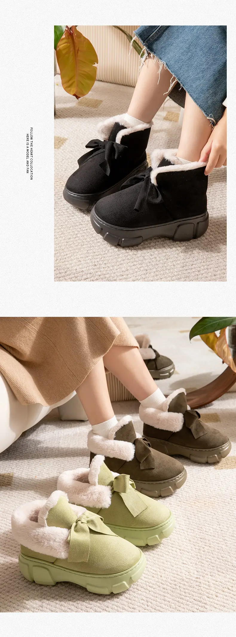 Nanbowan cotton-padded shoes women's winter wear high-top warm fleece-lined thick height increasing non-slip Korean style all-match snow boots women — feature 10