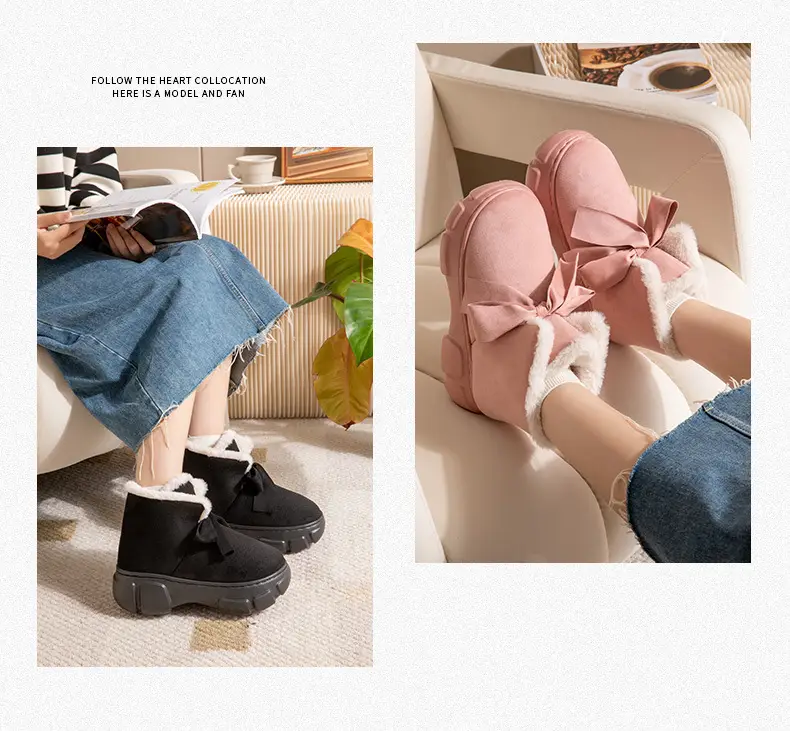 Nanbowan cotton-padded shoes women's winter wear high-top warm fleece-lined thick height increasing non-slip Korean style all-match snow boots women — feature 11
