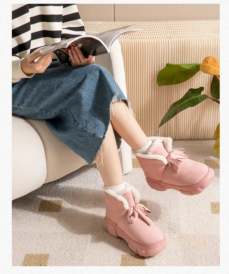 Nanbowan cotton-padded shoes women's winter wear high-top warm fleece-lined thick height increasing non-slip Korean style all-match snow boots women — feature 9