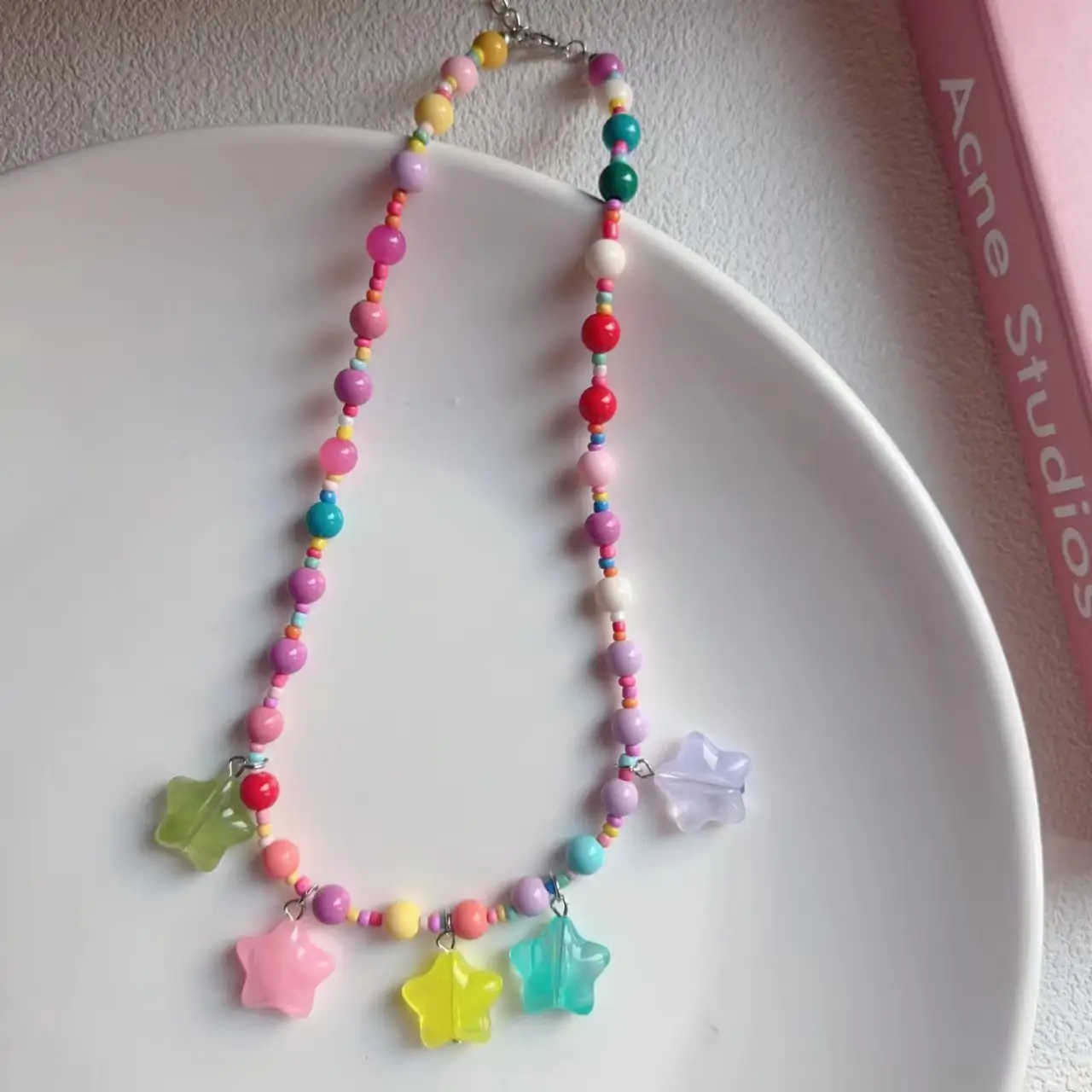 New Colorful Beaded Necklace for Girls with Five-Pointed Stars - Image 6