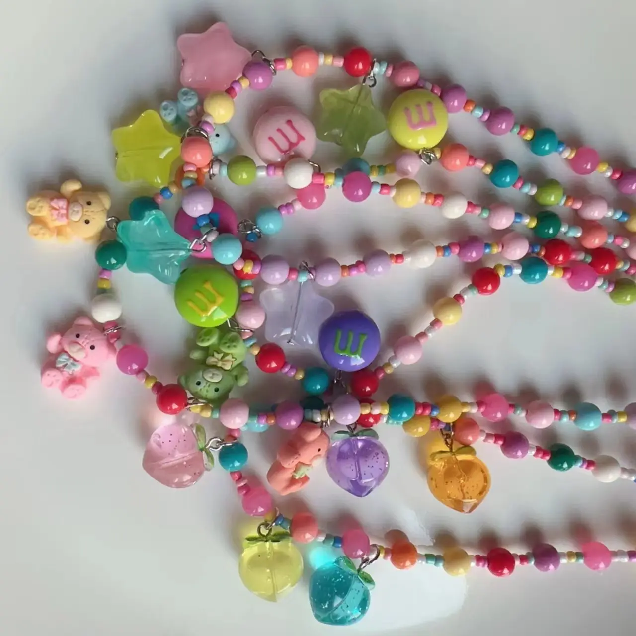 New Colorful Beaded Necklace for Girls with Five-Pointed Stars — feature 2