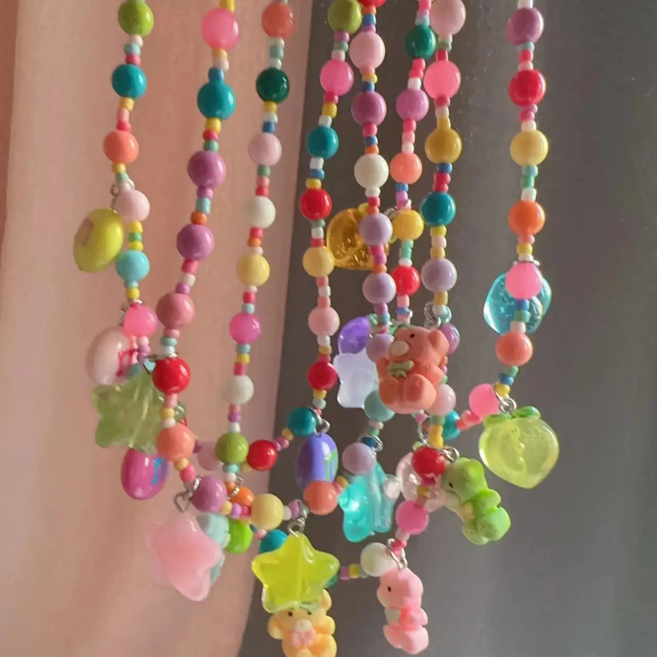 New Colorful Beaded Necklace for Girls with Five-Pointed Stars — feature 3