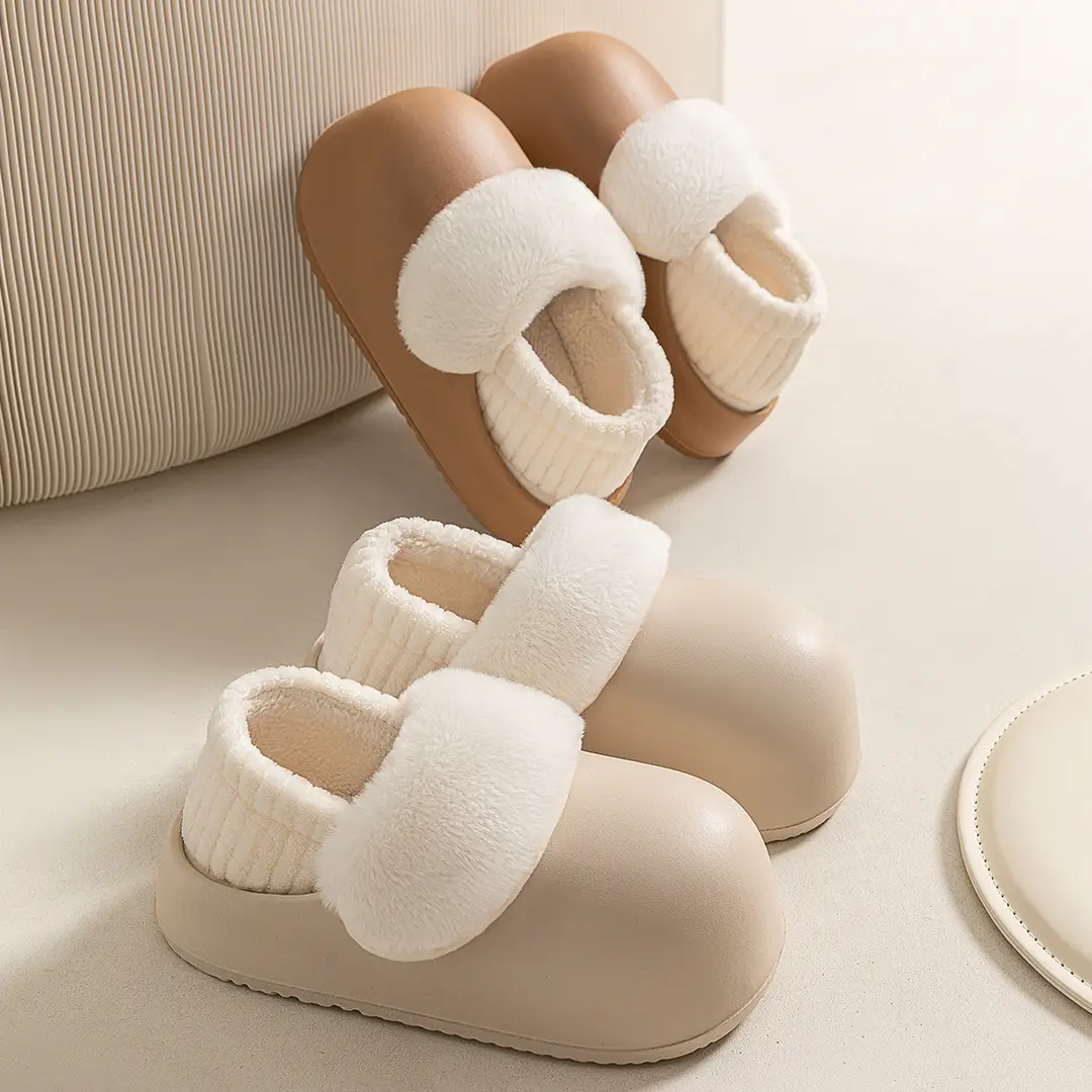 Waterproof Cotton Slippers for Women, Winter 2026 New Model, Indoor Home Soft-Soled Warm Plush Detachable Cotton Shoes