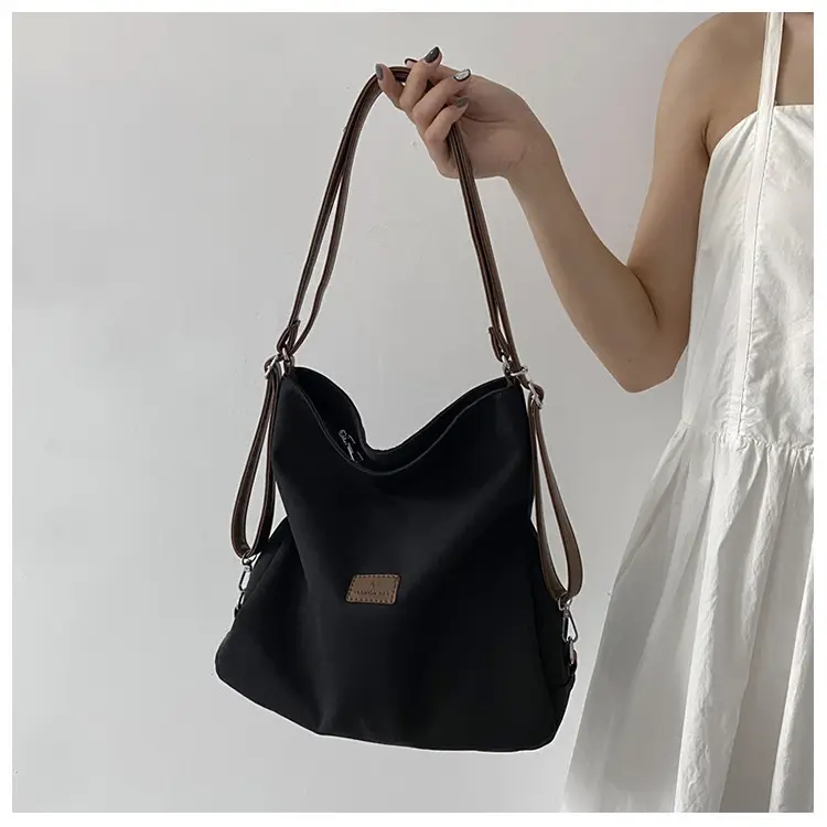 Black Canvas Student Tote Bag Large Capacity — feature 11