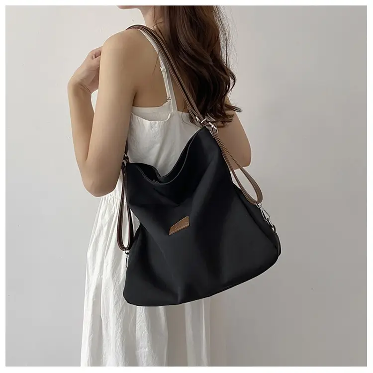 Black Canvas Student Tote Bag Large Capacity — feature 12