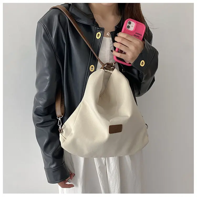 Black Canvas Student Tote Bag Large Capacity — feature 22