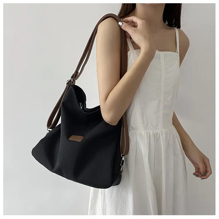 Black Canvas Student Tote Bag Large Capacity — feature 24