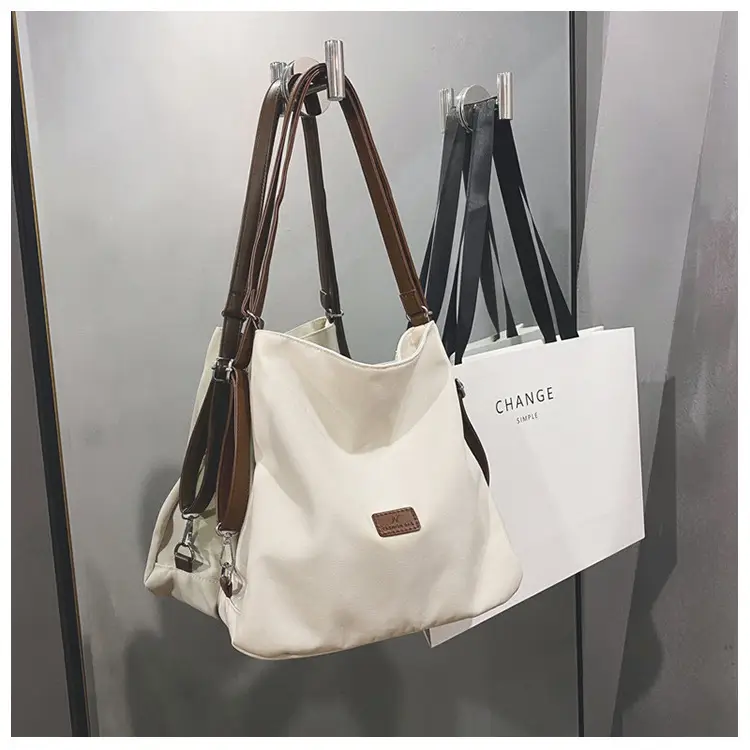 Black Canvas Student Tote Bag Large Capacity — feature 30