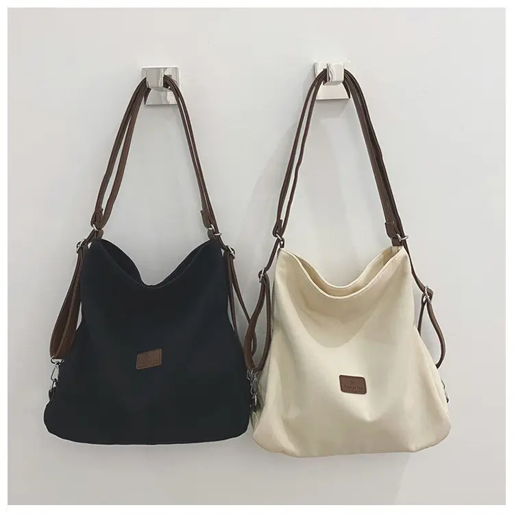 Black Canvas Student Tote Bag Large Capacity — feature 31