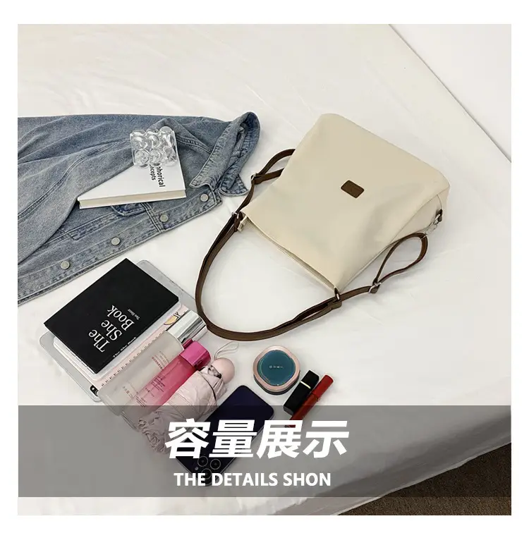 Black Canvas Student Tote Bag Large Capacity — feature 8
