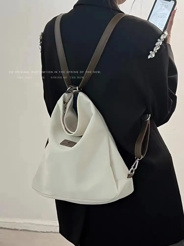 Black Canvas Student Tote Bag Large Capacity