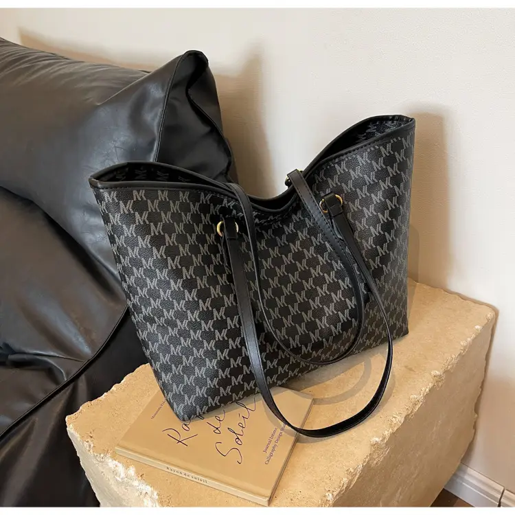 Women's Brown Monogram Tote Bag with Leather Handles — feature 20