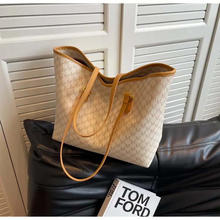 Women's Brown Monogram Tote Bag with Leather Handles — feature 21