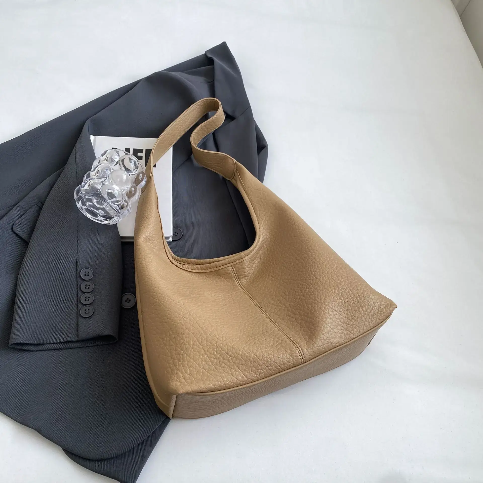 Women's Korean Style Tan Shoulder Bag 2023 - Image 5