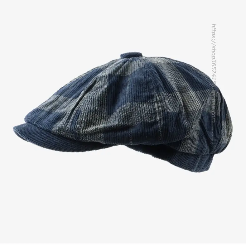 Korean Style Plaid Corduroy Cap for Men Women