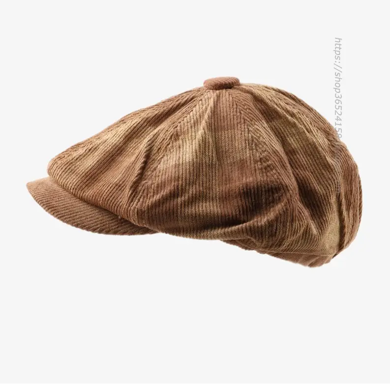Korean Style Plaid Corduroy Cap for Men Women