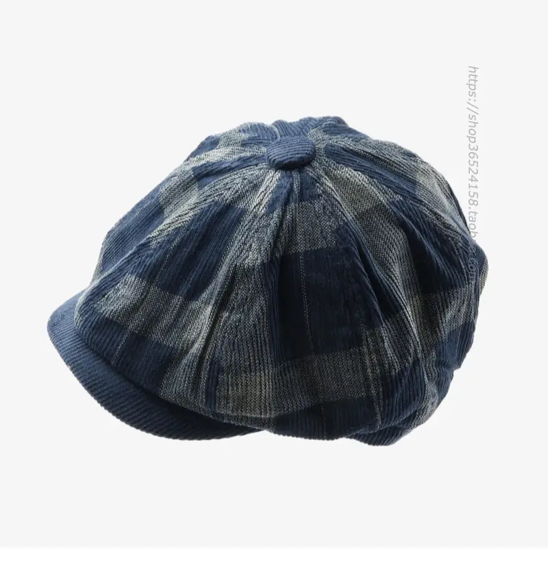 Korean Style Plaid Corduroy Cap for Men Women — feature 10