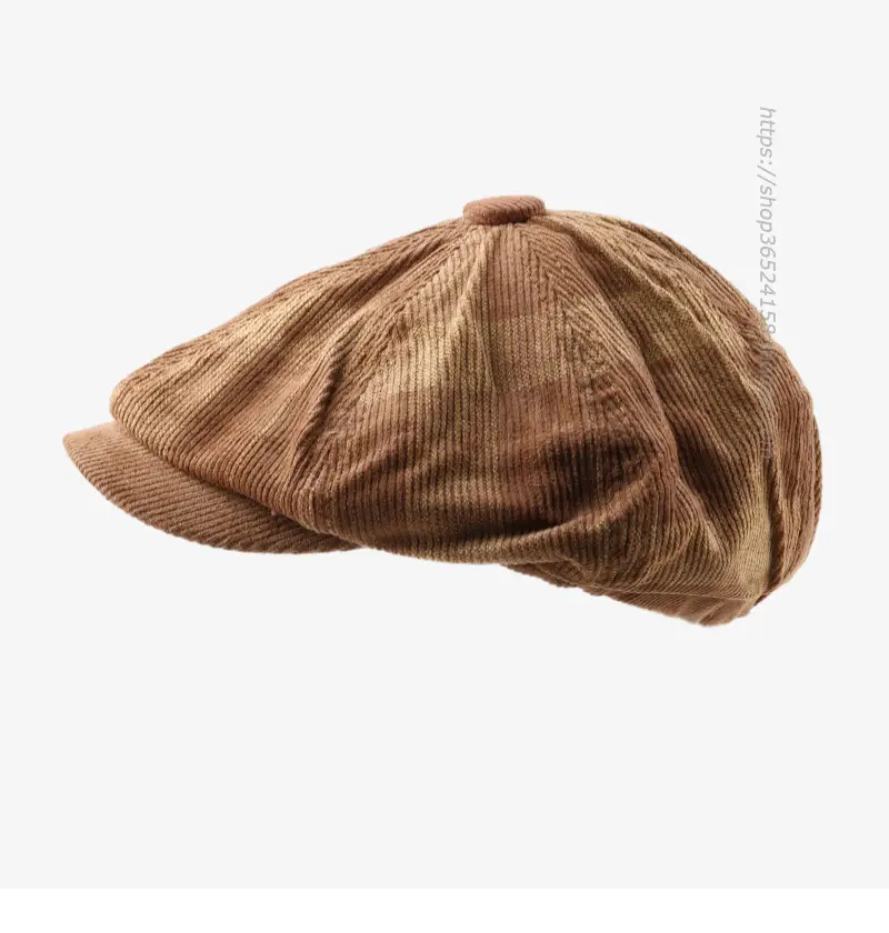 Korean Style Plaid Corduroy Cap for Men Women — feature 5