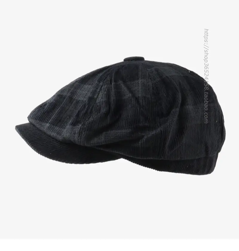 Korean Style Plaid Corduroy Cap for Men Women — feature 6