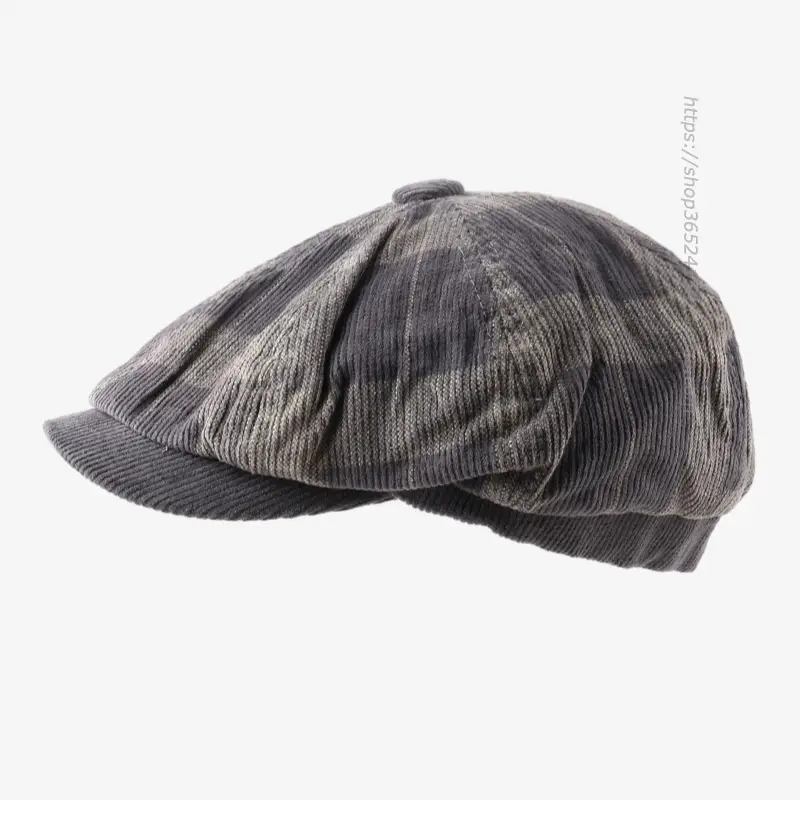 Korean Style Plaid Corduroy Cap for Men Women — feature 8