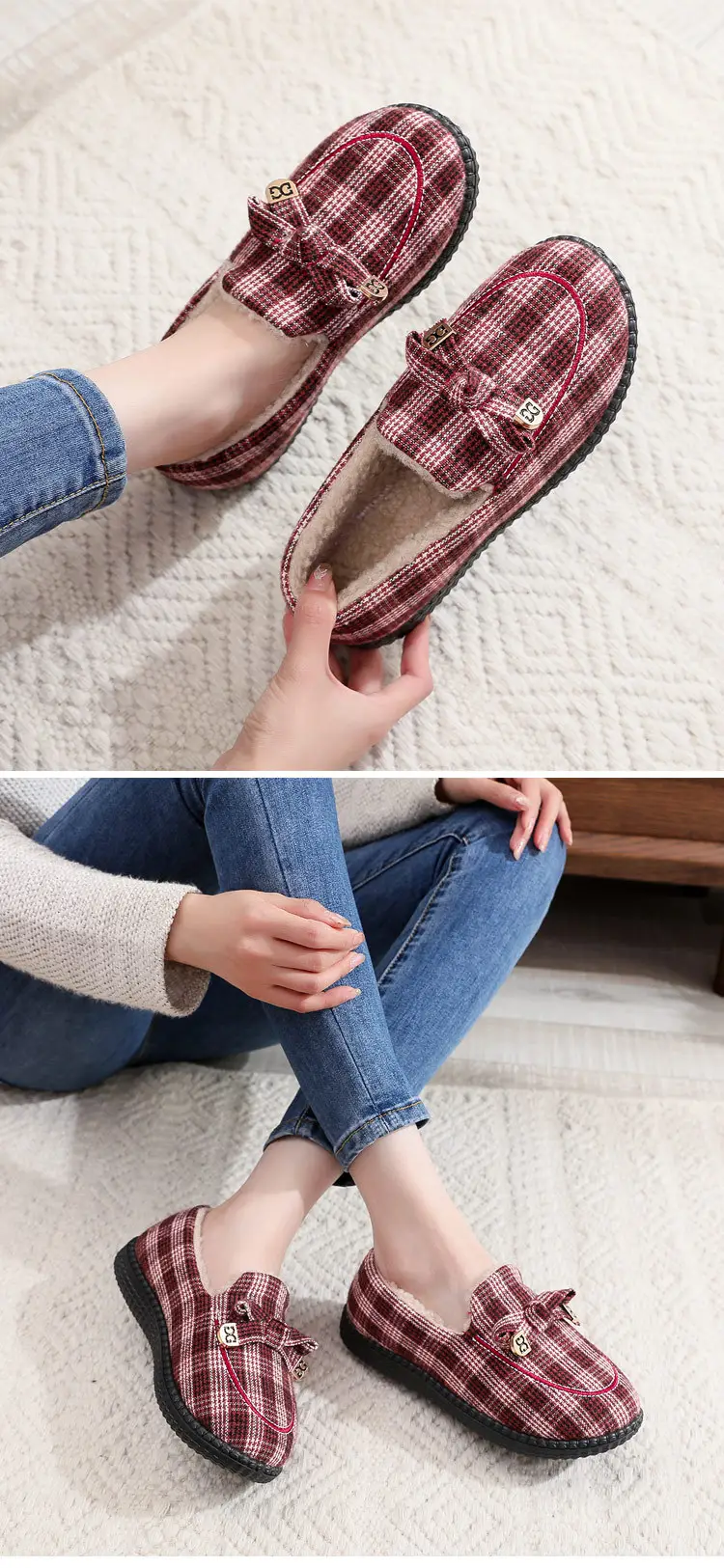 2026 Autumn and Winter New Style Fleece-Lined Warm Cotton Shoes, Comfortable Non-Slip Women's Shoes, Trendy Versatile Casual Korean-Style Loafers — feature 9