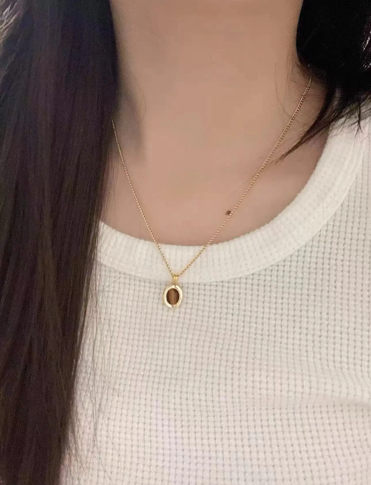 Tiger's Eye Necklace Women Gold Tiger Eye Stone Mother Shell Beaded — feature 7