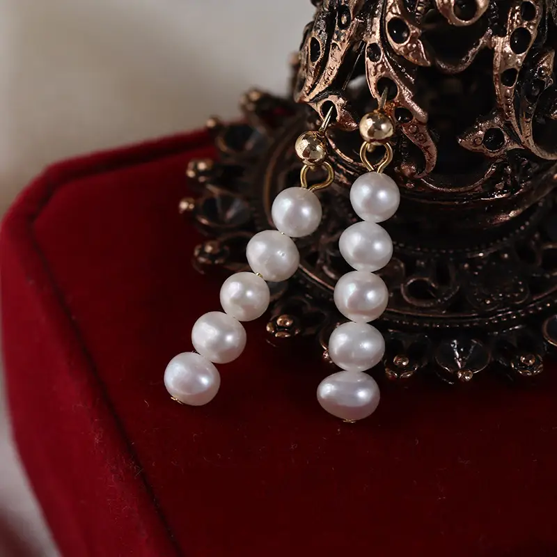 Pearl Earrings European American Style Copper Gold Plated 925 Silver