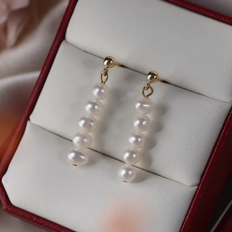 Pearl Earrings European American Style Copper Gold Plated 925 Silver