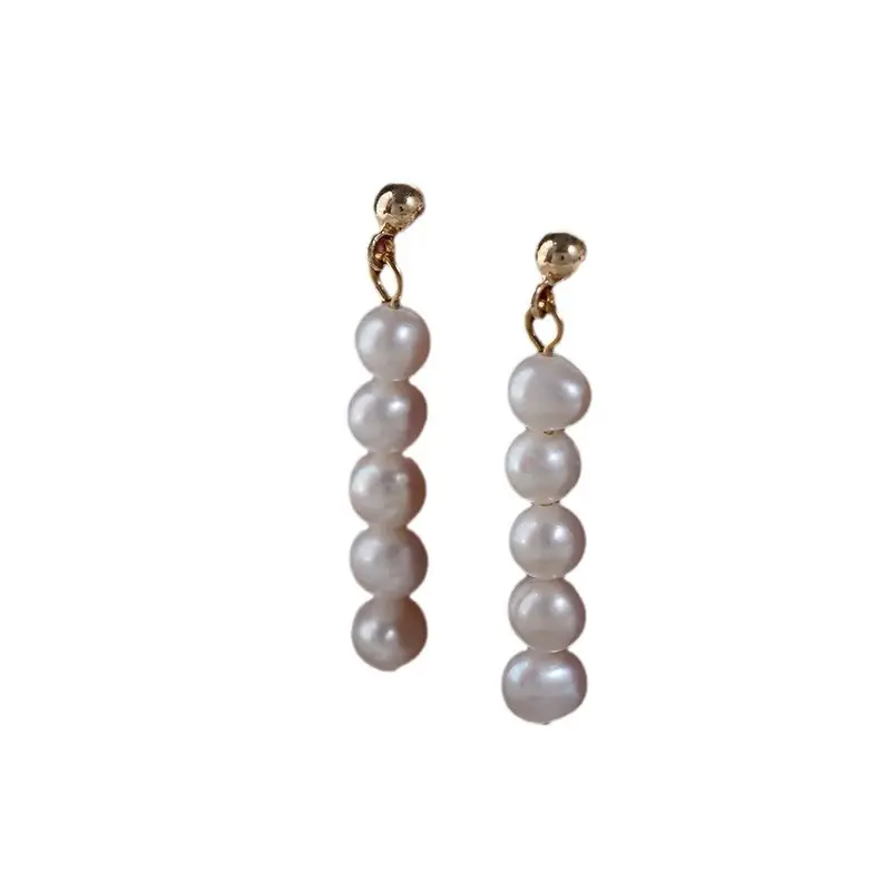 Pearl Earrings European American Style Copper Gold Plated 925 Silver