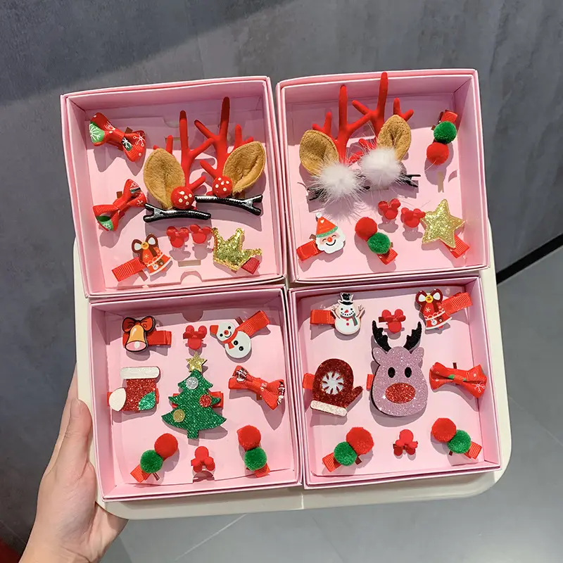 9-Piece Cute Christmas Hair Accessories Box for Kids