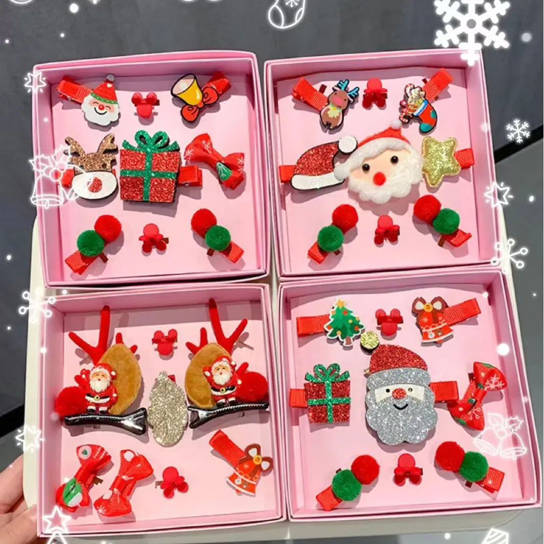 9-Piece Cute Christmas Hair Accessories Box for Kids