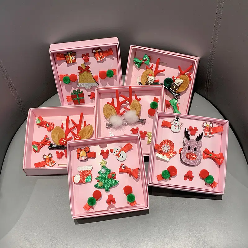 9-Piece Cute Christmas Hair Accessories Box for Kids