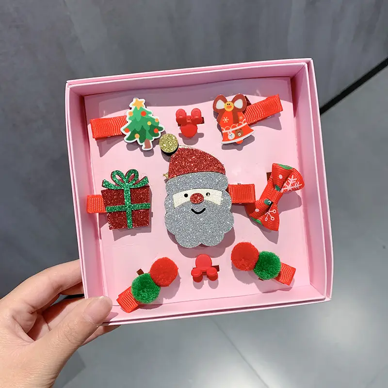 9-Piece Cute Christmas Hair Accessories Box for Kids