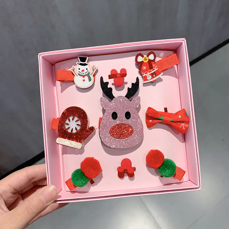 9-Piece Cute Christmas Hair Accessories Box for Kids