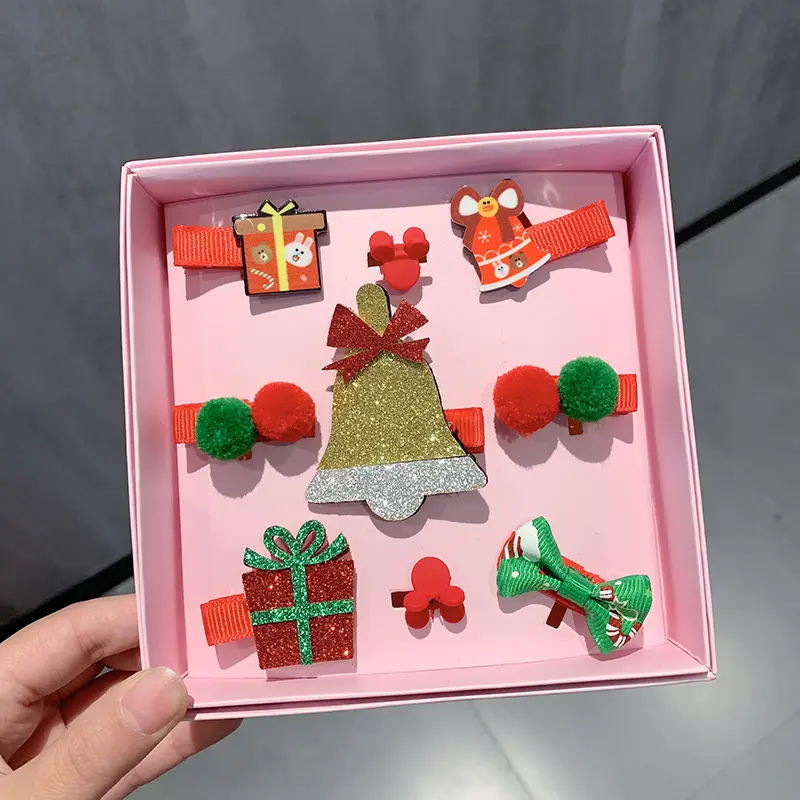 9-Piece Cute Christmas Hair Accessories Box for Kids