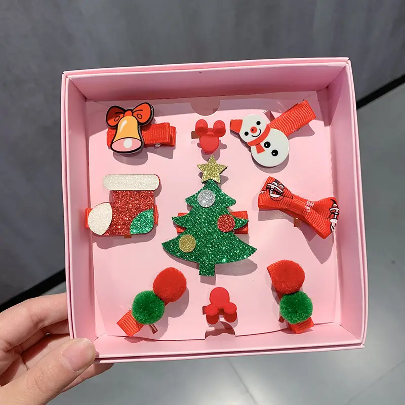 9-Piece Cute Christmas Hair Accessories Box for Kids