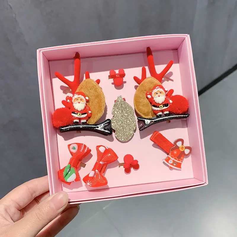 9-Piece Cute Christmas Hair Accessories Box for Kids