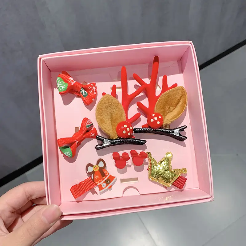 9-Piece Cute Christmas Hair Accessories Box for Kids