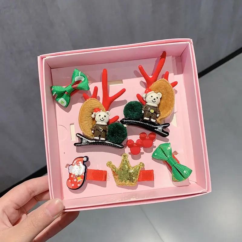 9-Piece Cute Christmas Hair Accessories Box for Kids